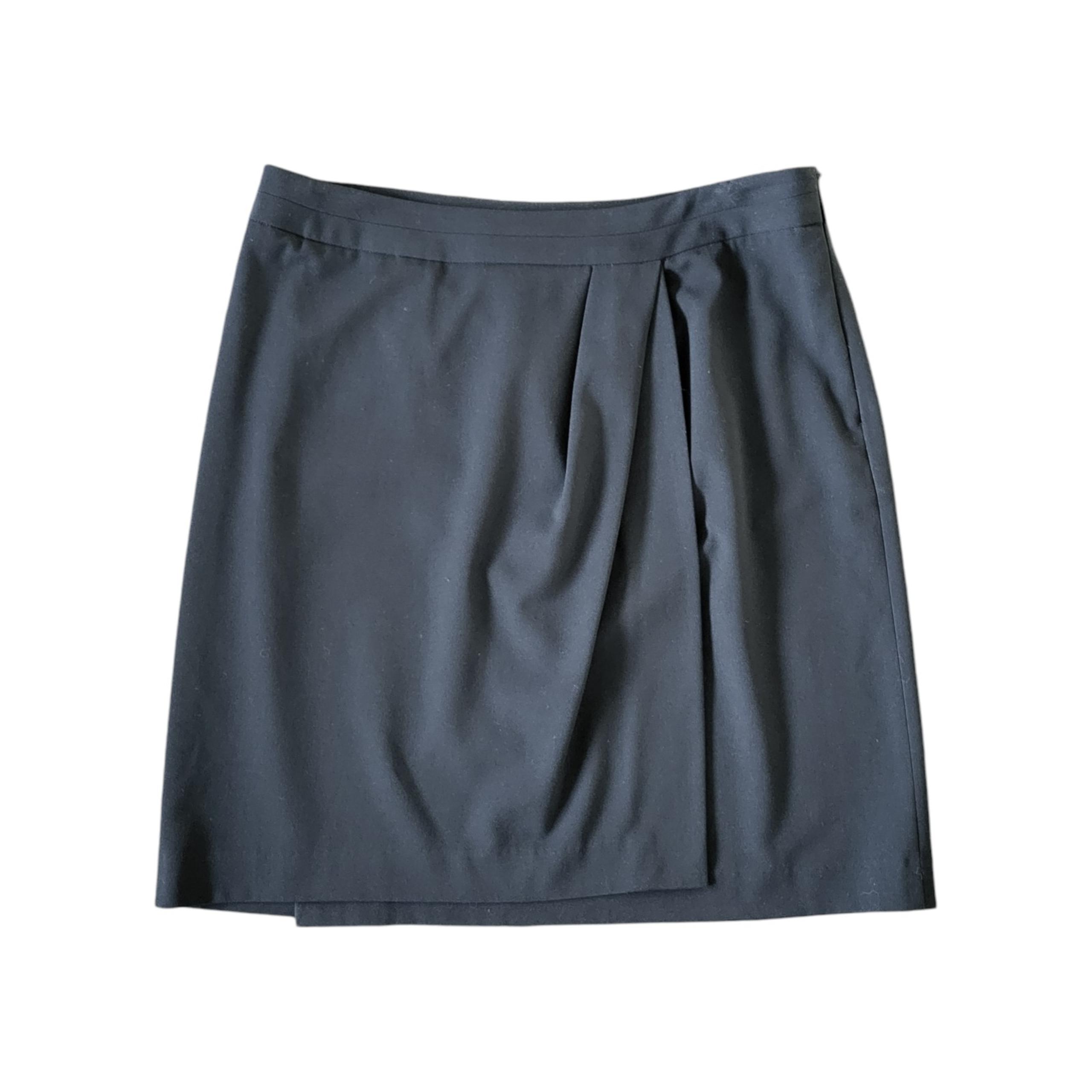 Adrienne Vittadini Black A-Line Knee-Length Wrap Skirt w/ Pleats Women's Size 10