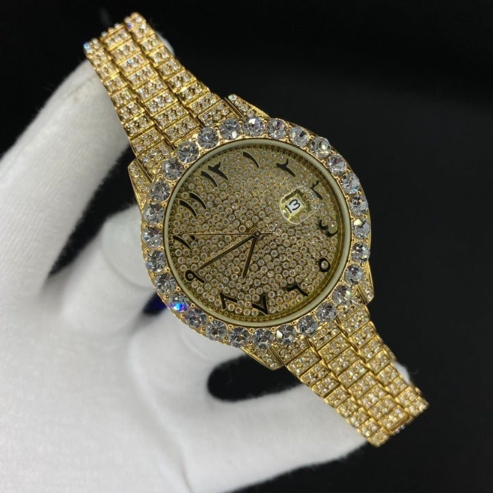 18K Gold Plated Iced Out Men's Luxury Watch