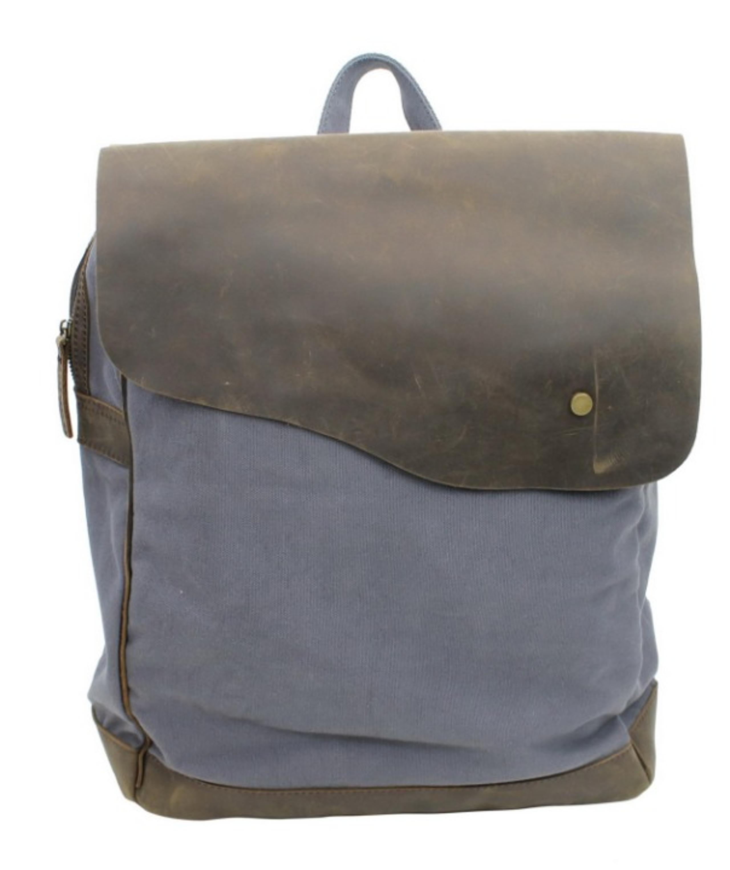 Cowhide Leather Canvas Backpack C15BG