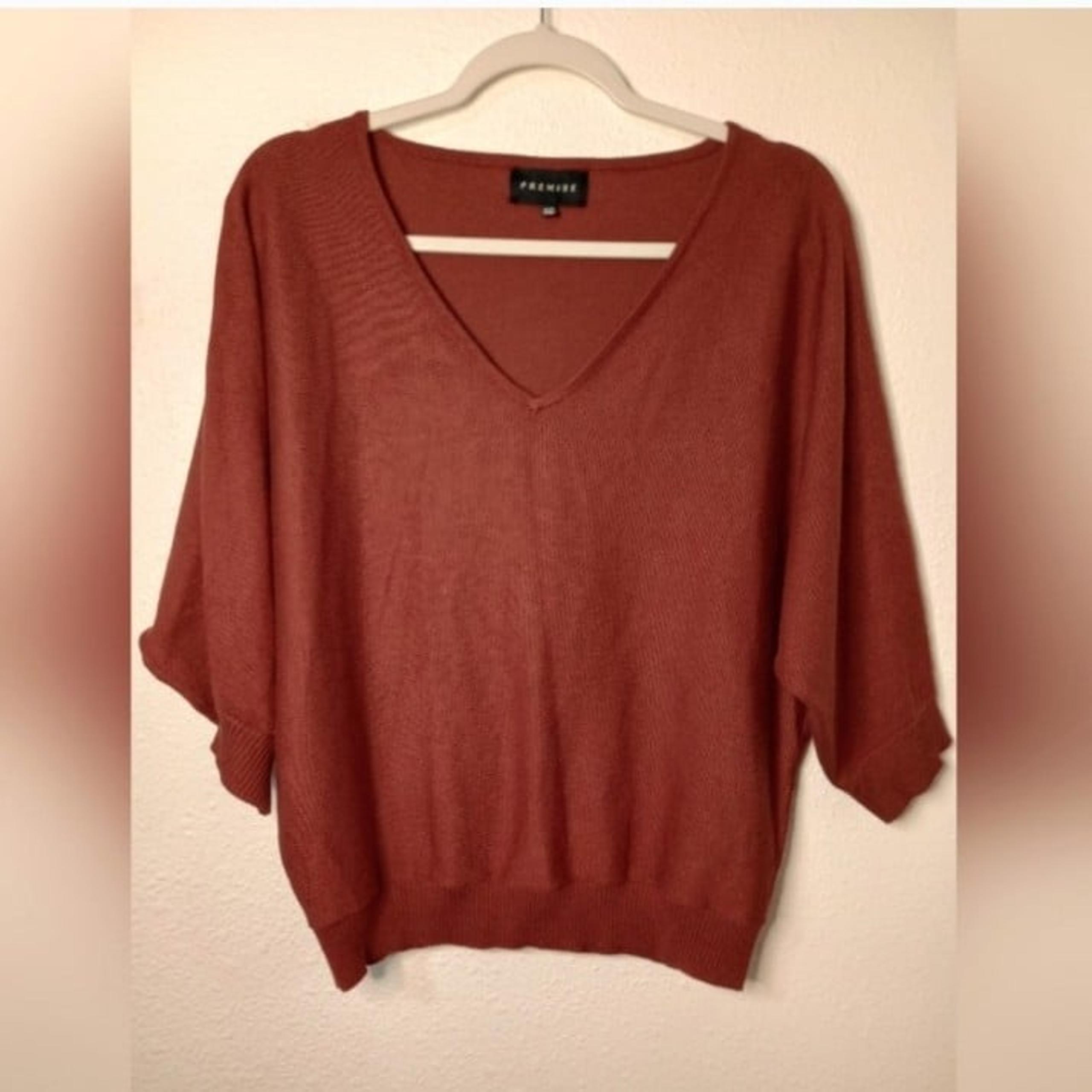 Permise burnt orange v neck mid sleeve women's sweater