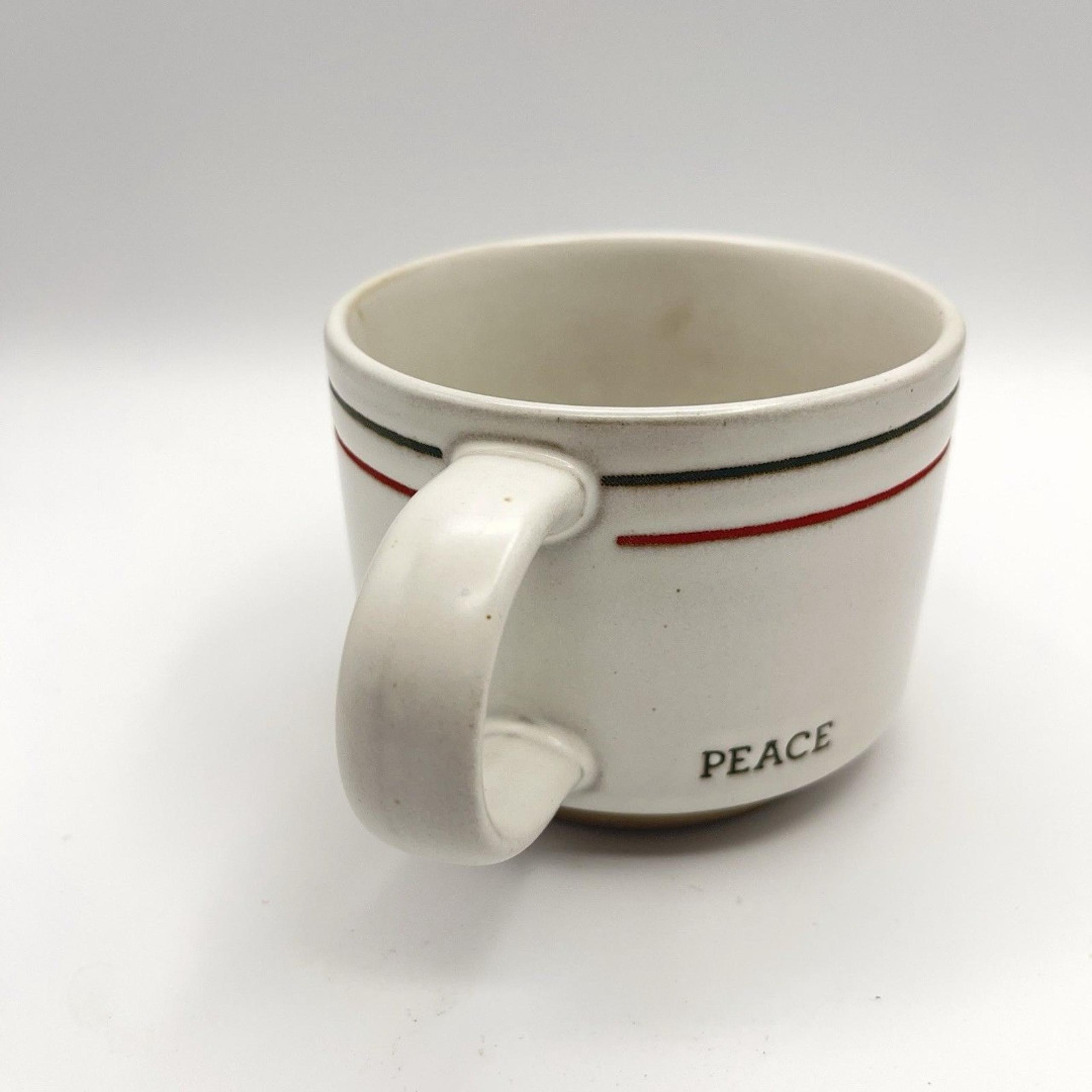 Hearth and Home Magnolia Christmas Peace Mug Stoneware Coffee Tea Red Green