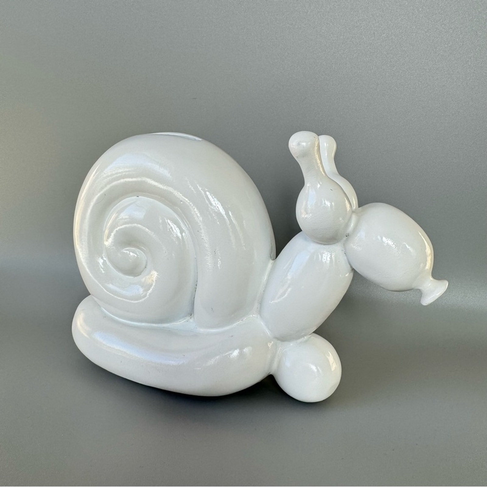 Three Hands Corp Snail Balloon Animal Piggy Bank White Maximalist