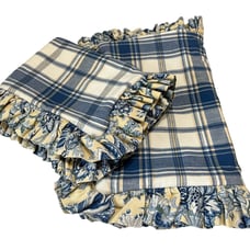 Handmade Standard Pillow Shams (2) Plaid Blue/Yellow Lined Waverly