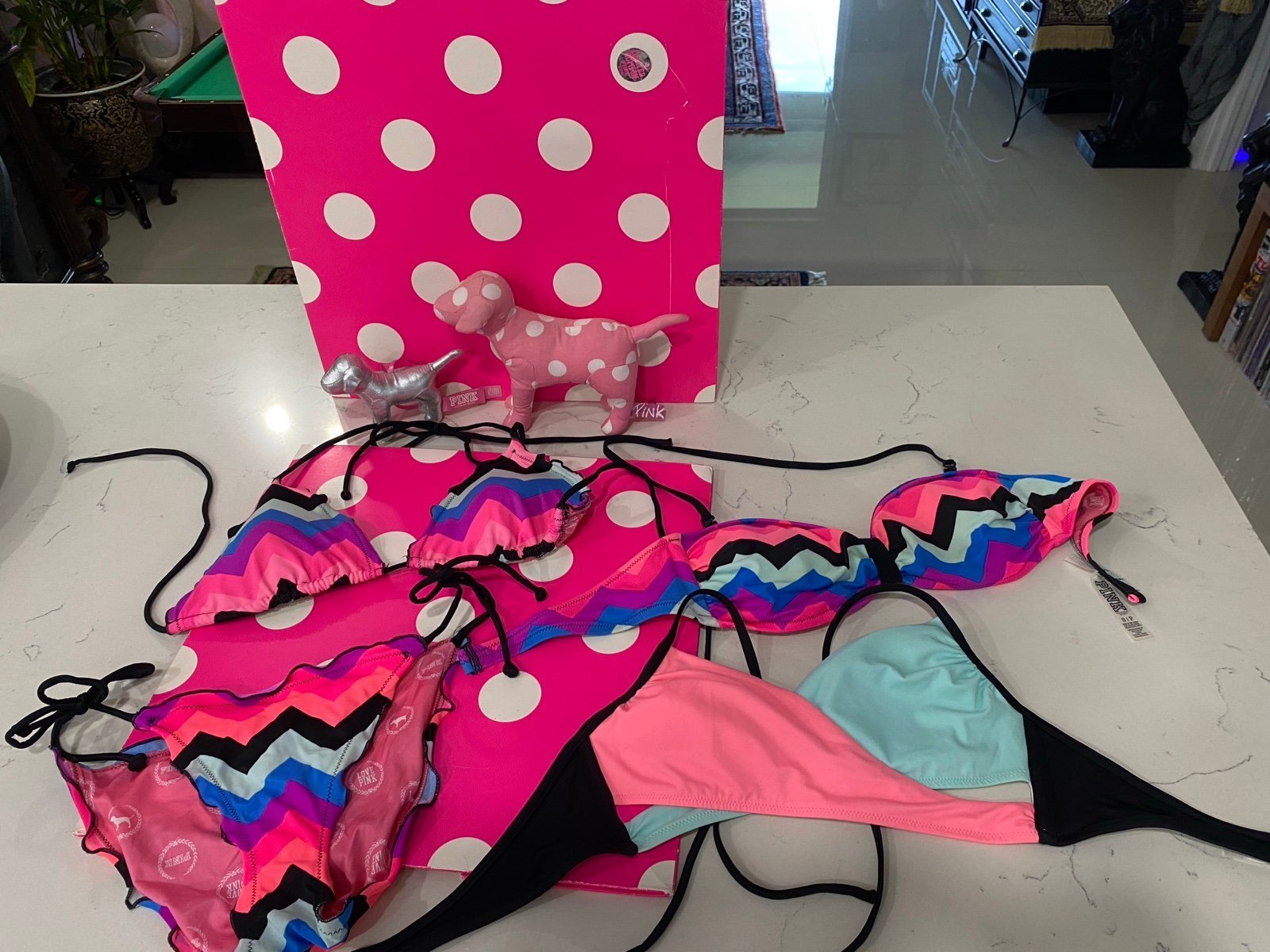 Victoria’s Secret Pink swim set small/bottoms XS adjustable ties