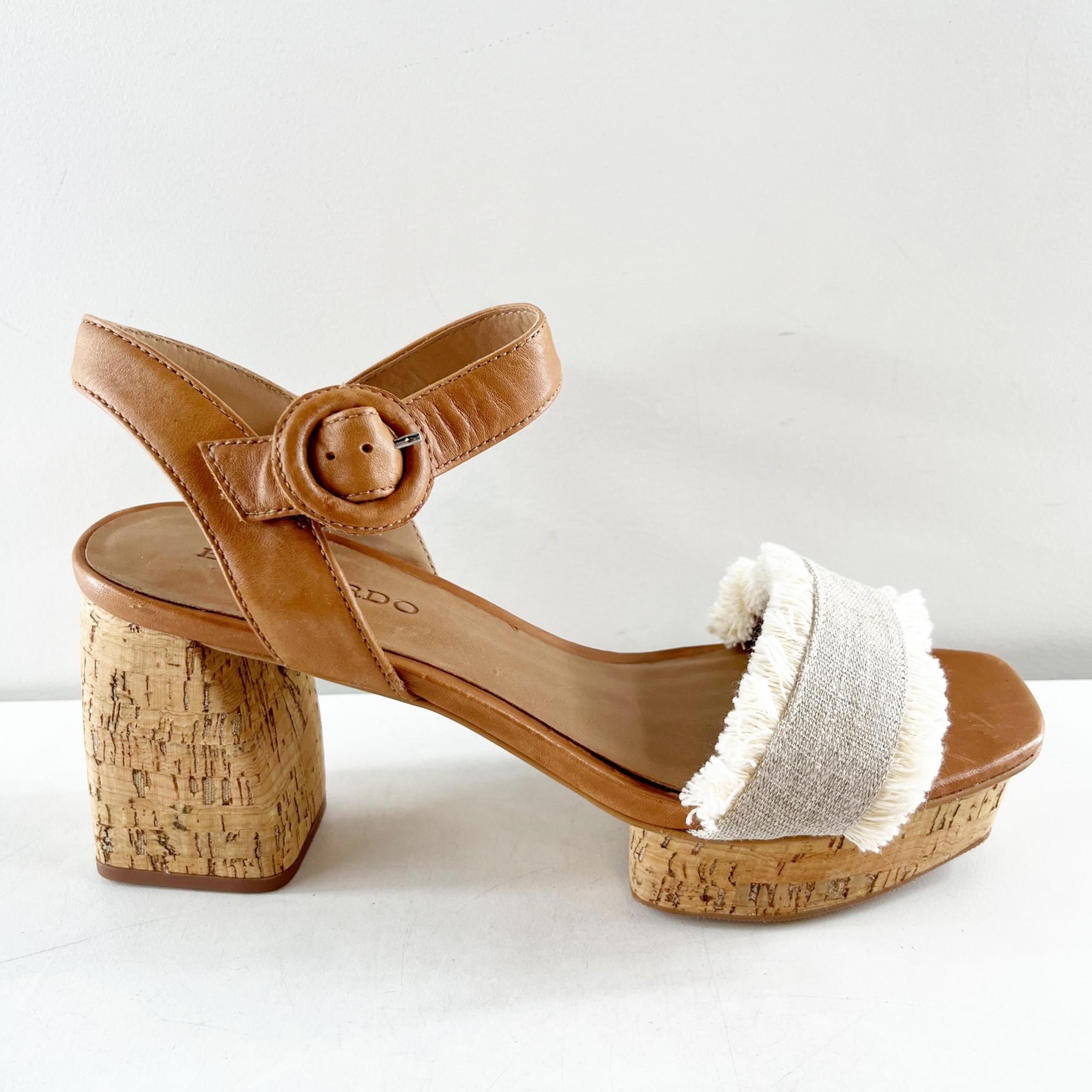 Bernardo Regan Platform Cork Square Toe Heels 8.5