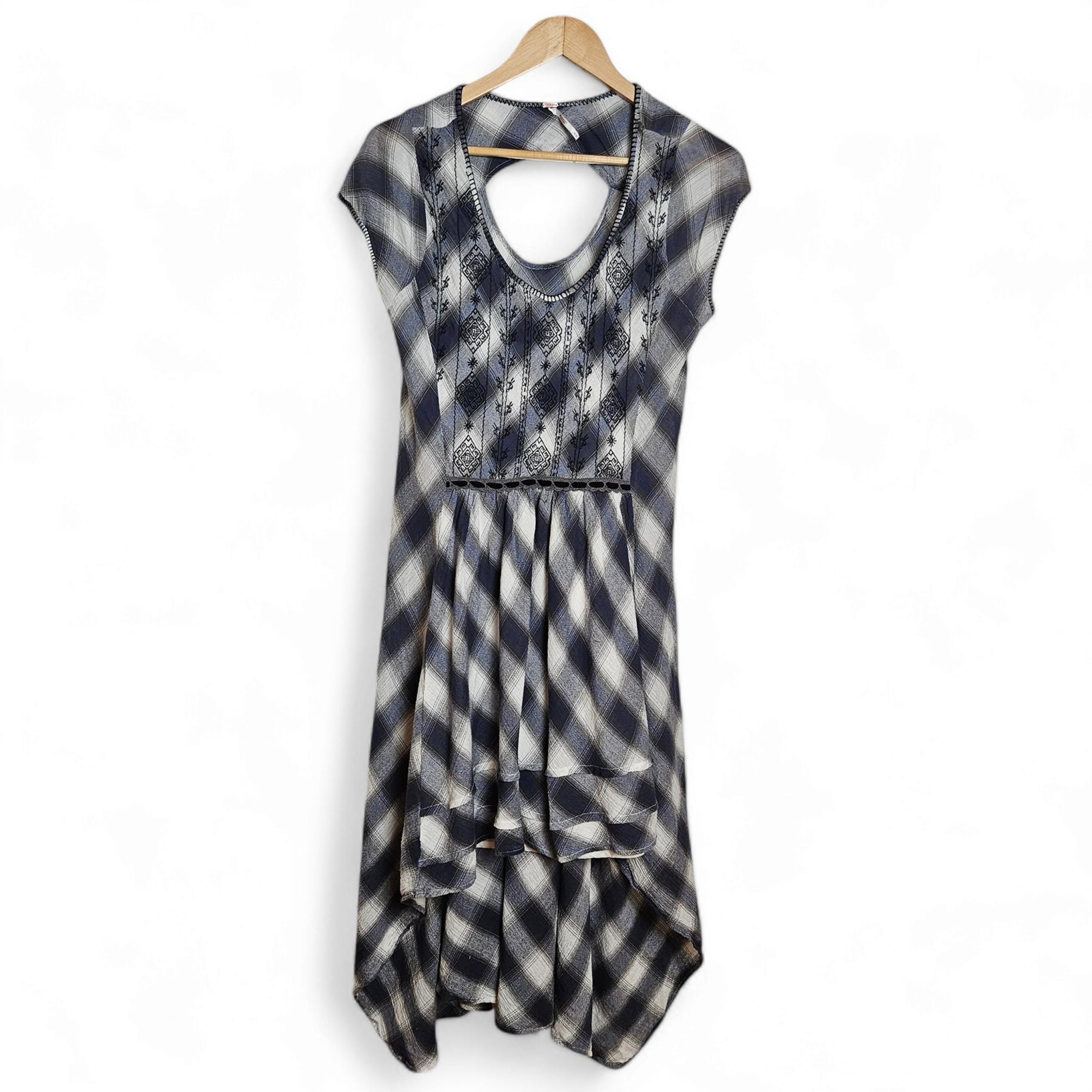Free People Women's Rad for Plaid Hi-Lo Prairie Cottage Dress Size M