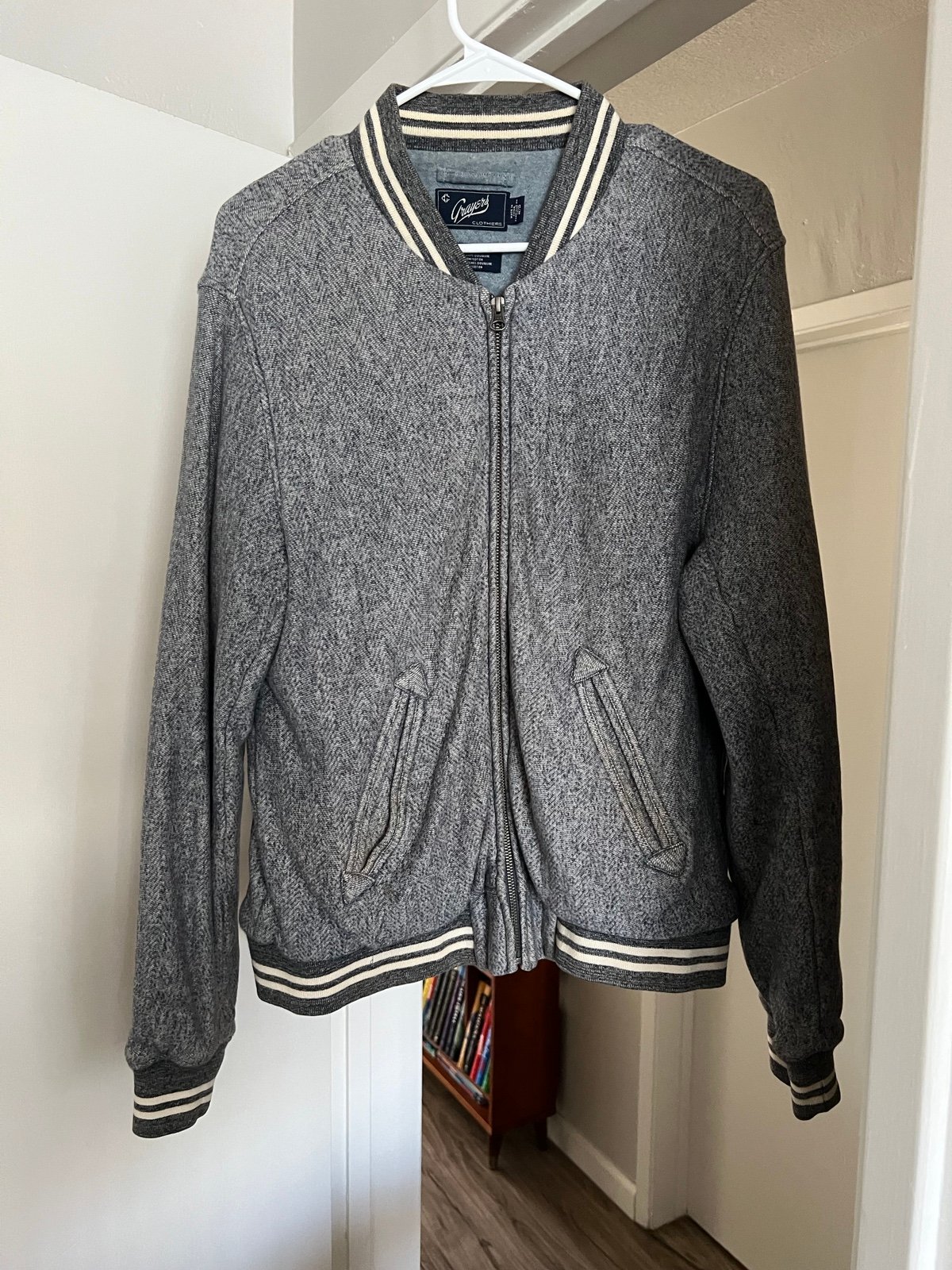Grayers Baseball Jacket Heather Grey Herringbone