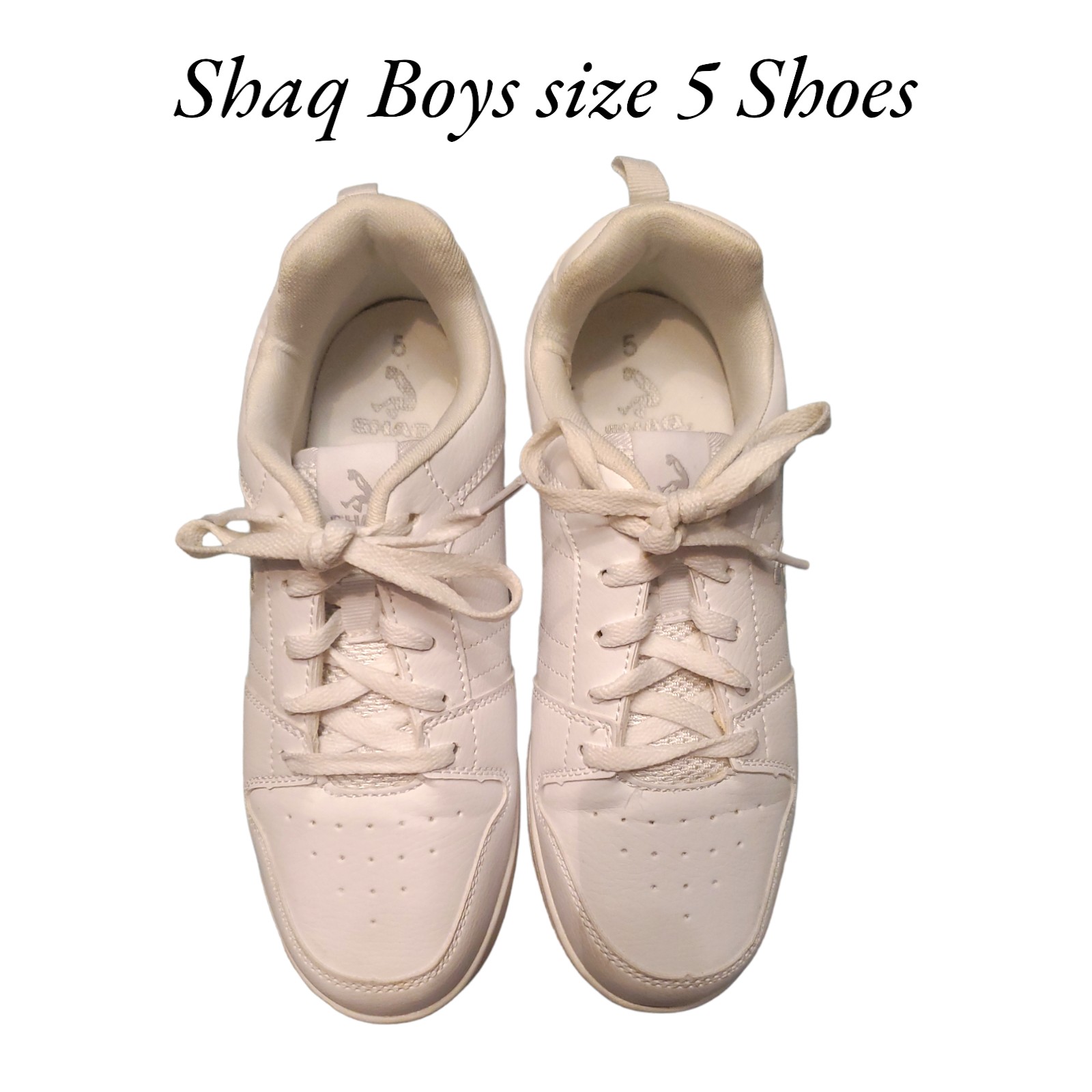 Shaq big boys size 5 white Sneakers leather