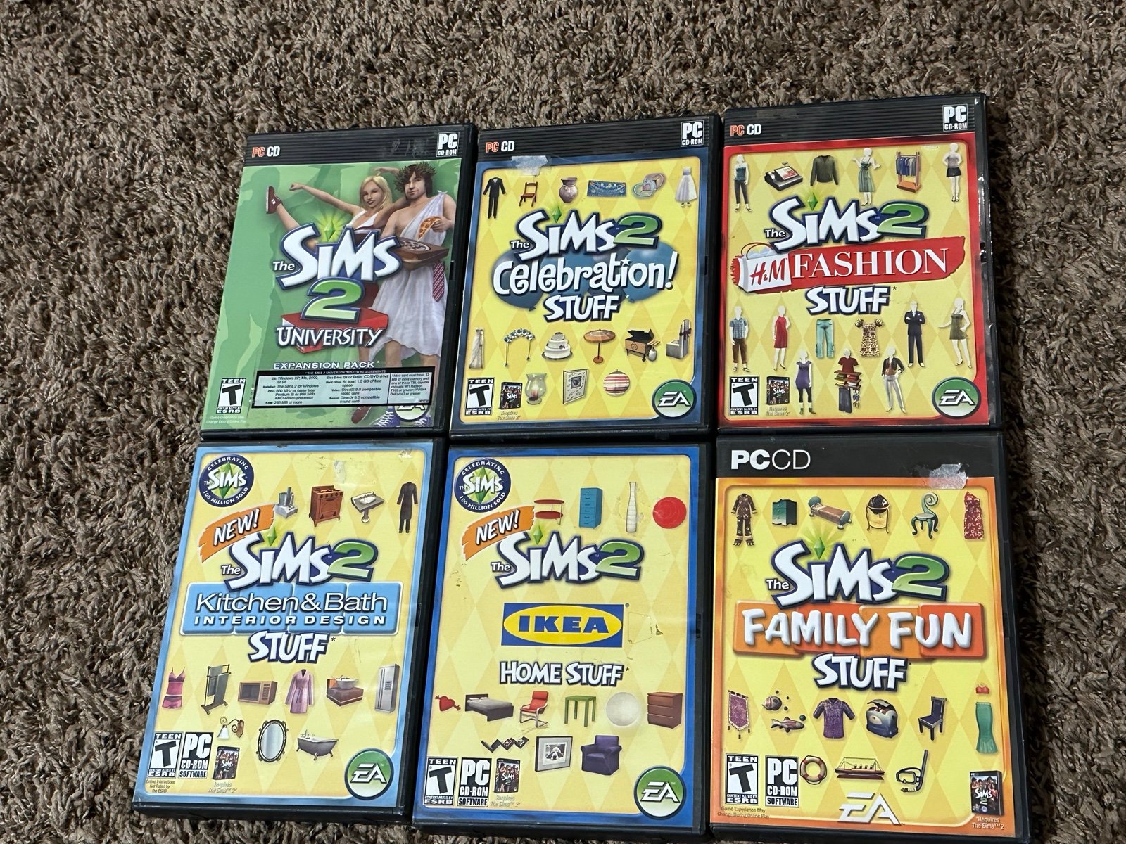 Lot Of 6 PC CD-ROM Software Games Sims 2 Family Fun Stuff List In Description