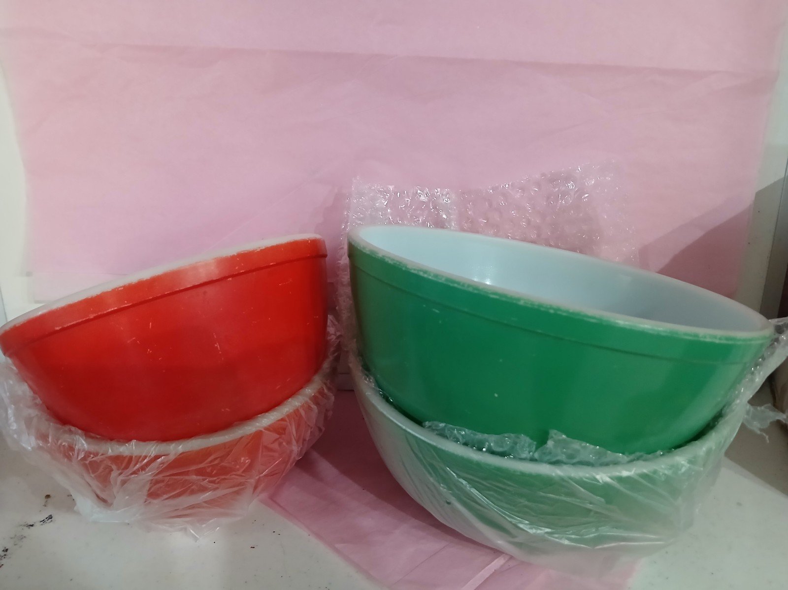 Pyrex bowls.