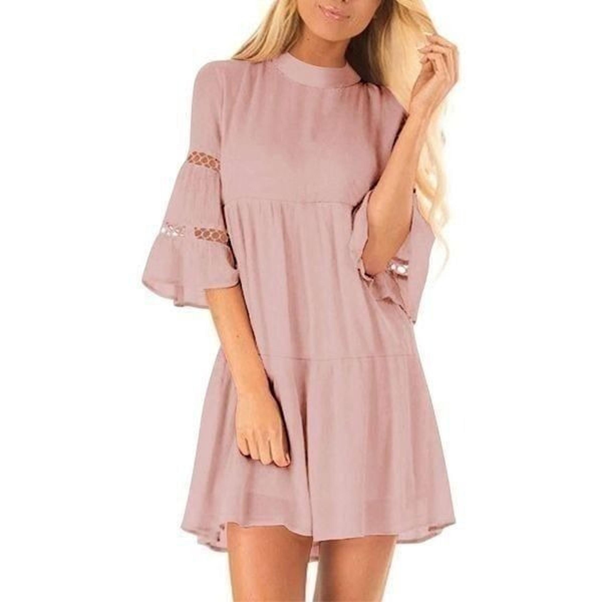 NEW Tunic Dress Ruffle Bell Sleeve Cocktail A-line Party Casual Mini Dress 14