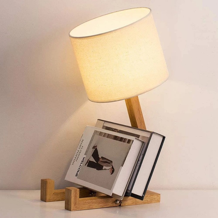 Fun Desk Lamps with Wooden Base Unique Table Lamps for Kids Room, Living Room