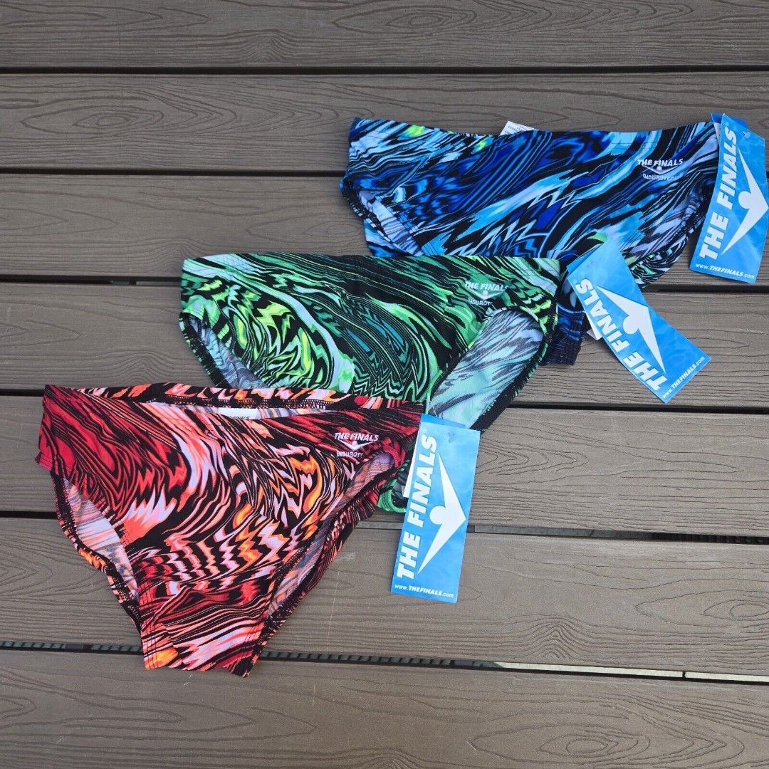 TYR The Finals Air Whirl All Over Racer Briefs, Mens Size 34 Bundle Of 3 NEW
