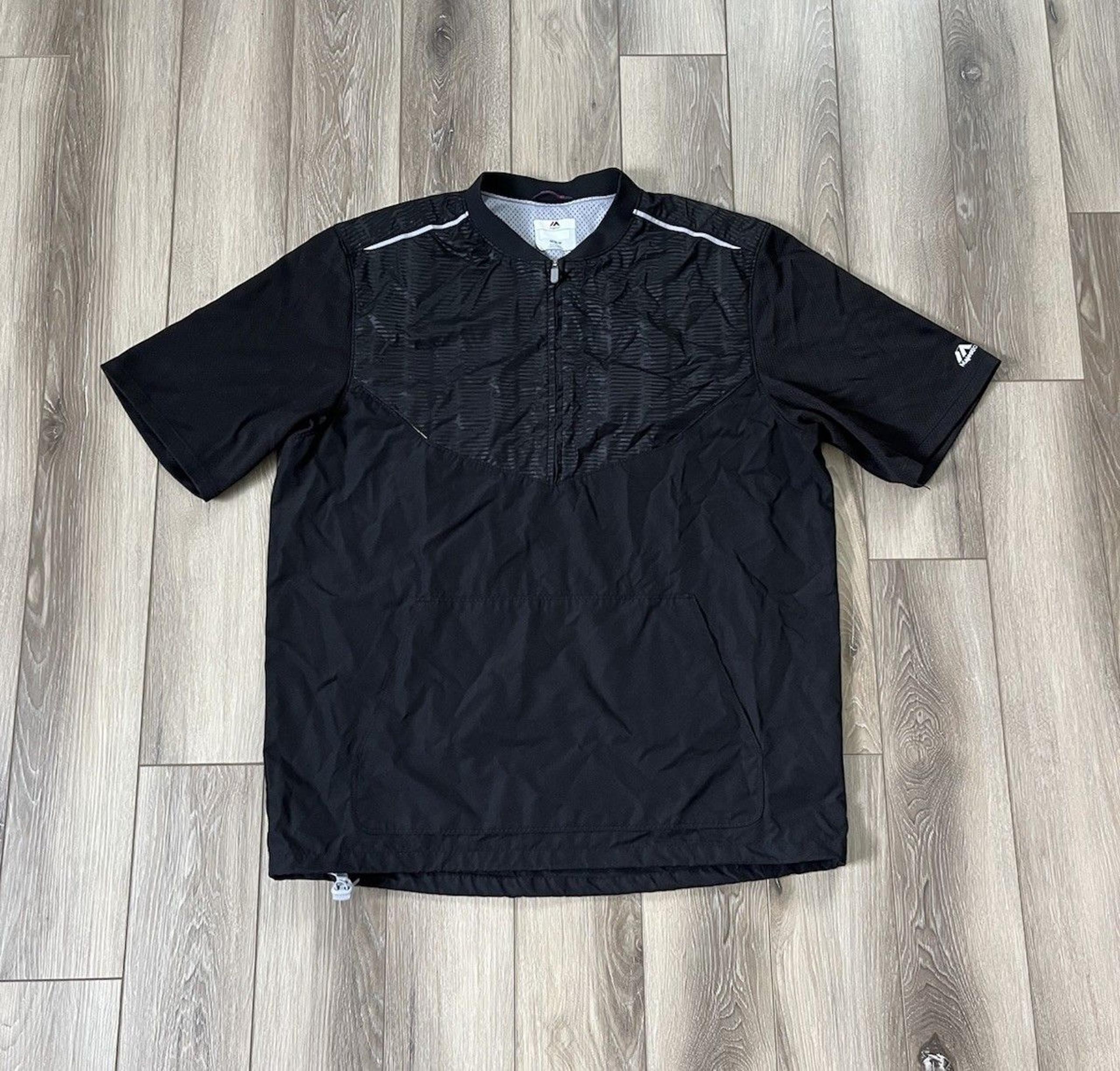 Majestic Men's Medium Cool Base 1/2 Zip Short Sleeve Warm Up Jacket Baseball