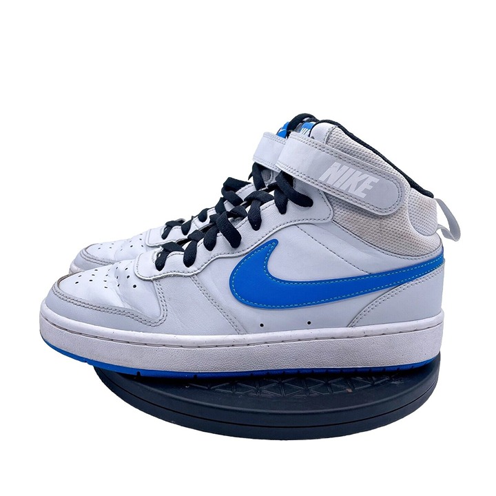 Nike Court Borough Mid 2 Shoes Youth Size 6Y White Blue Hook & Loop Sneakers