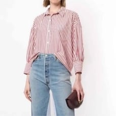NILI LOTAN Lonnie Shirt in Red Stripe M NEW