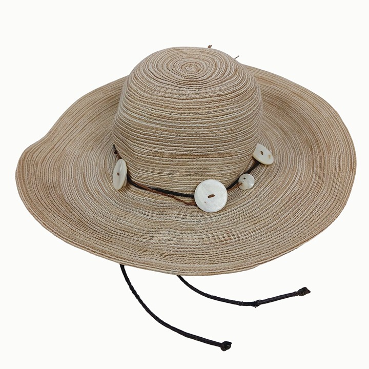 SUNDAY AFTERNOONS SHELL BANDED WOVEN WIDE BRIM FLOPPY BEACH PACKABLE SUN HAT