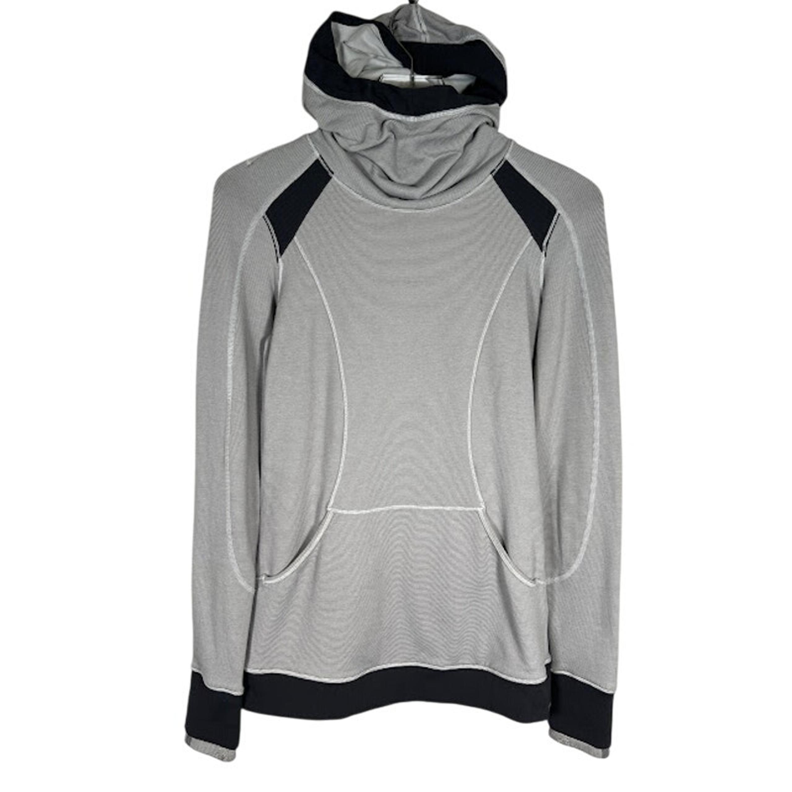 Lululemon Base Runner Hoodie 6 Wee Stripe White Heathered Medium Grey Top