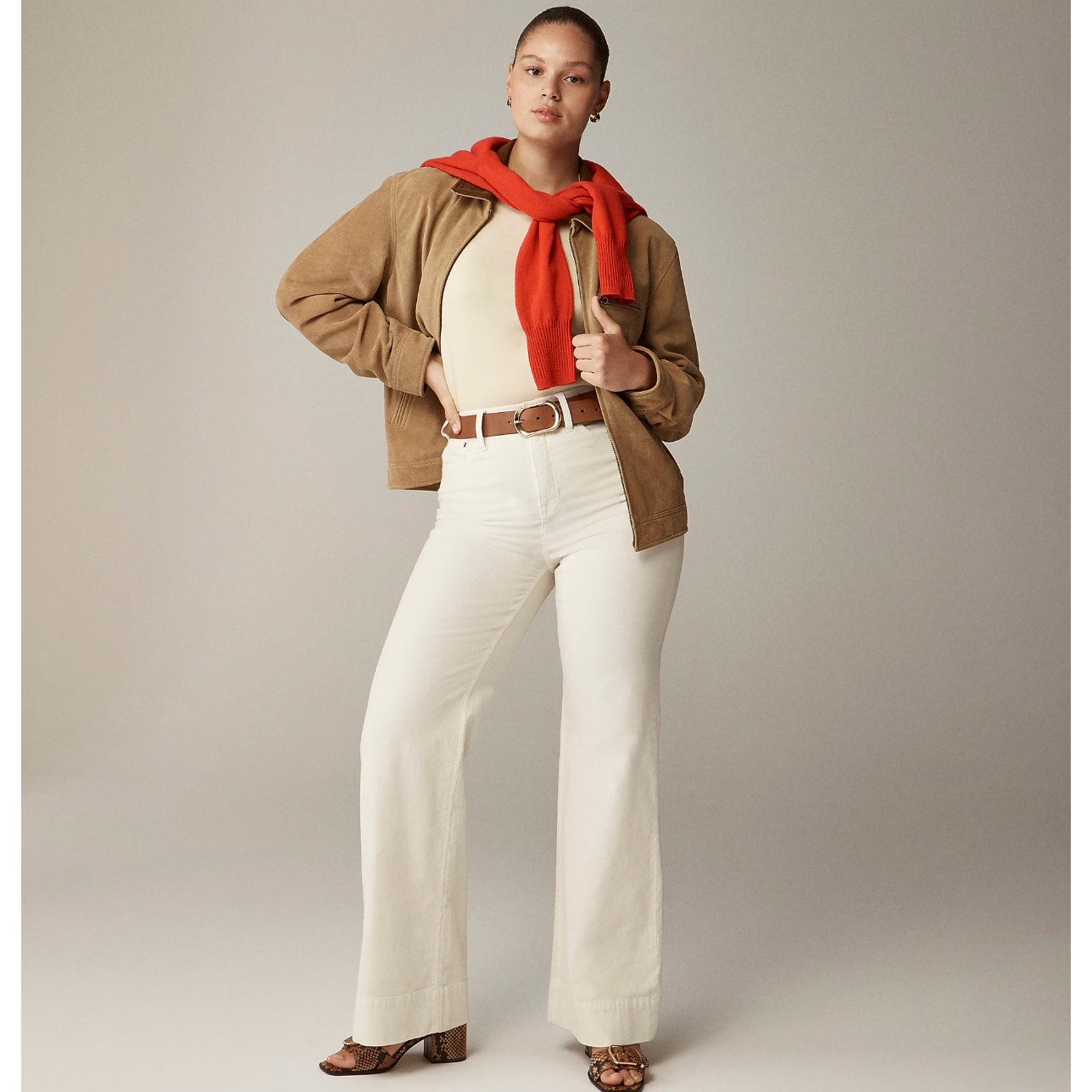 J. Crew Tall Wide Leg Corduroy Trouser High Rise Stretch Classic Ivory US 31 NWT