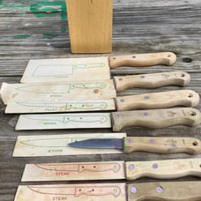 VINTAGE Chef Collection Kitchen Knife SHARP Wooden Handle Set of 13 and Block.