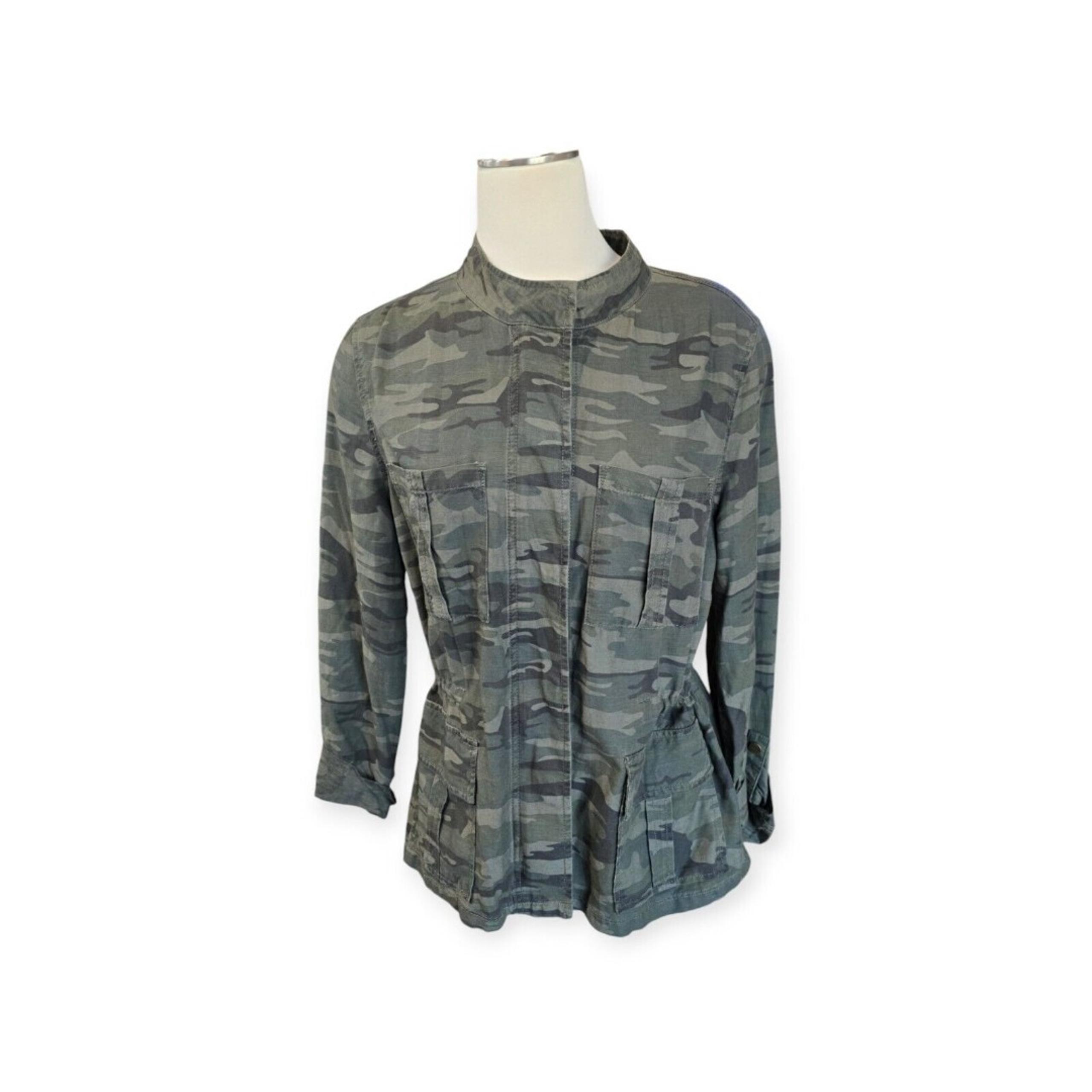 Sanctuary Jacket Utility Military Camouflage Green Full-Zip Pockets Women's M