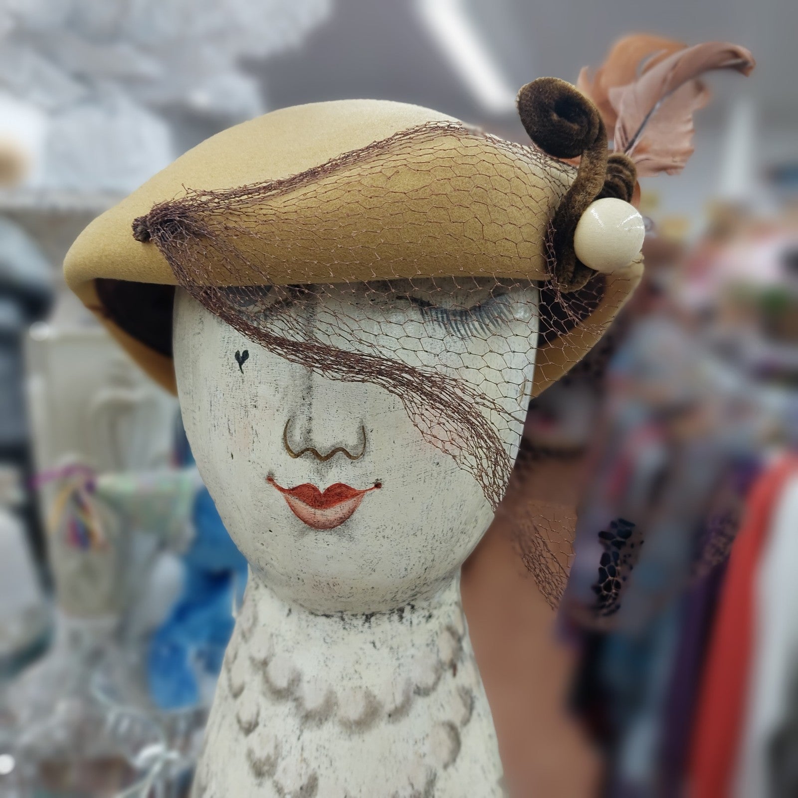 Merrimac Hat Corp Wool Vintage Hat Cap Beret Rare HTF 20s Murder Mystery Feather