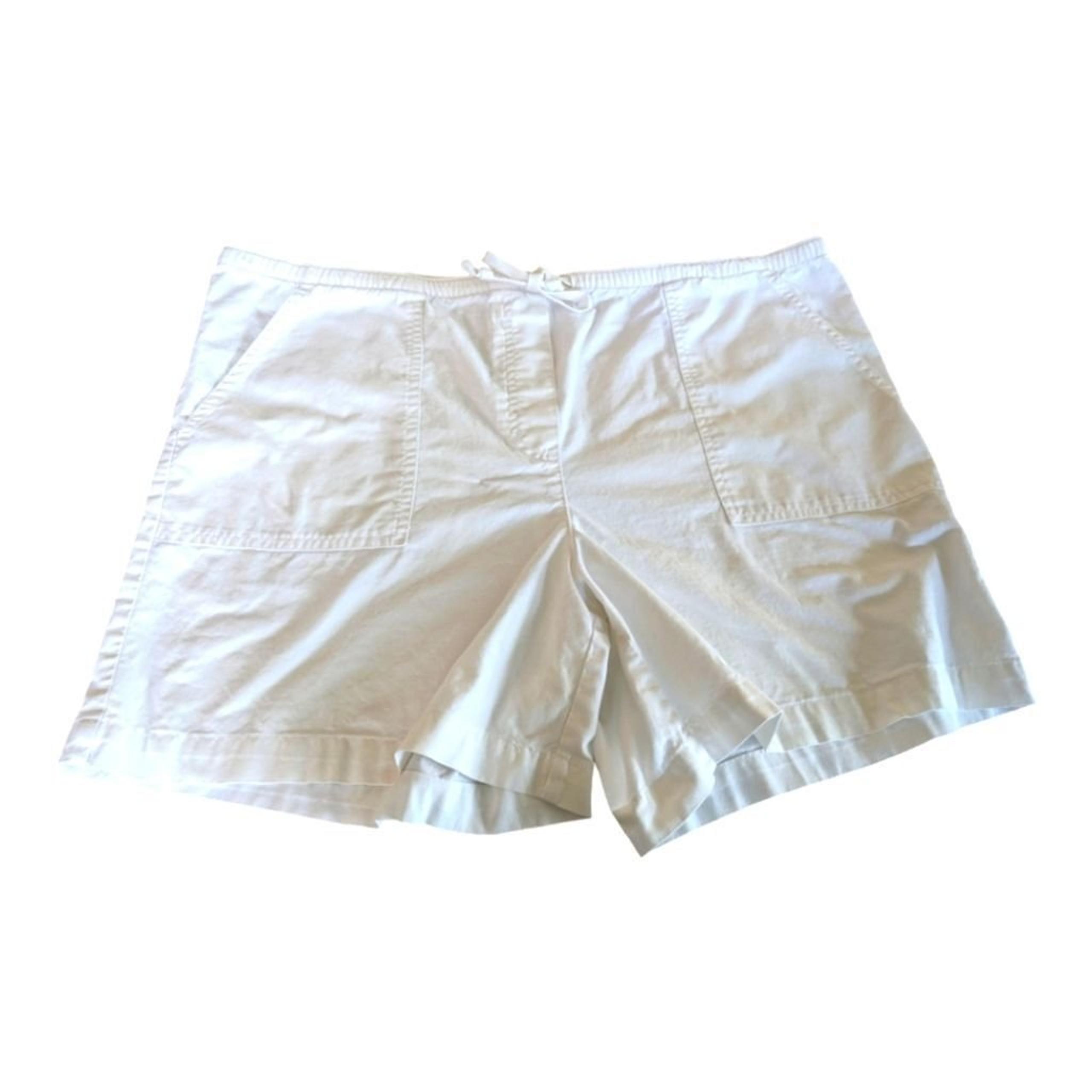 LL Bean White Cotton Pull On 5.5" Inseam Shorts Size Large GUC