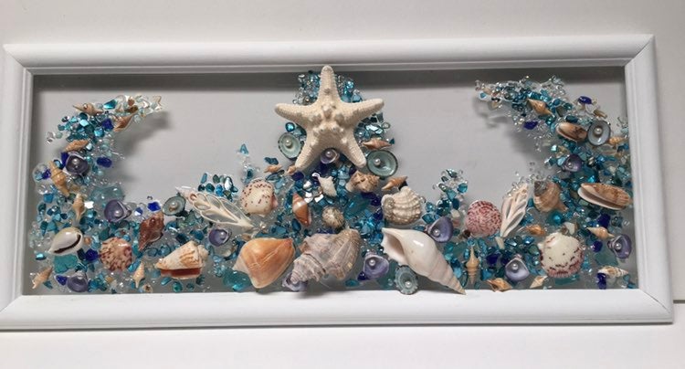 Seashell art for beach decor, beach hous
