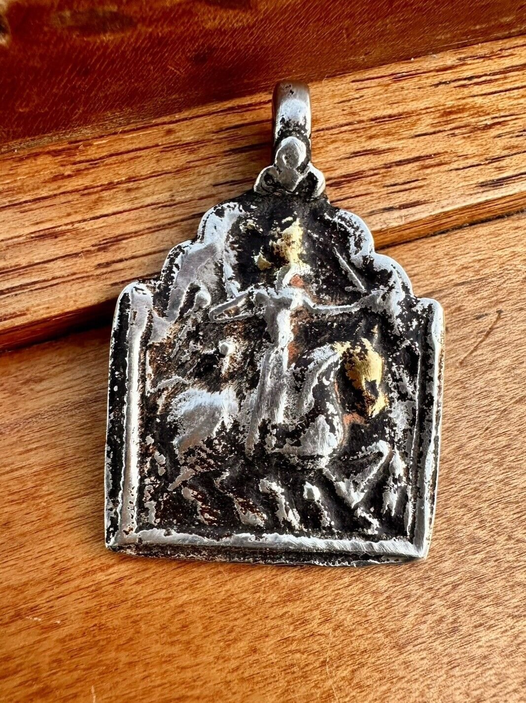Antique Vintage Silver And Gold Amulet Pendant Tribal Hindu Goddess