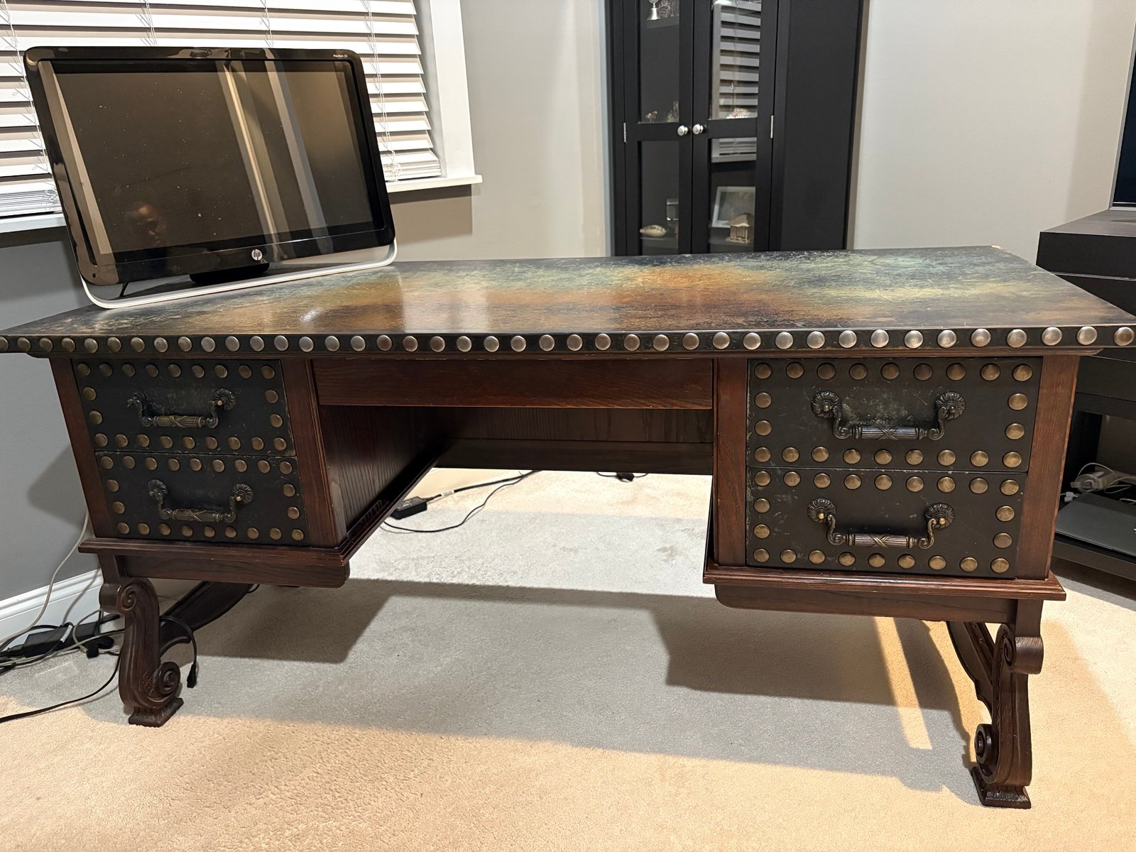 Vintage Wooden Leather Desk