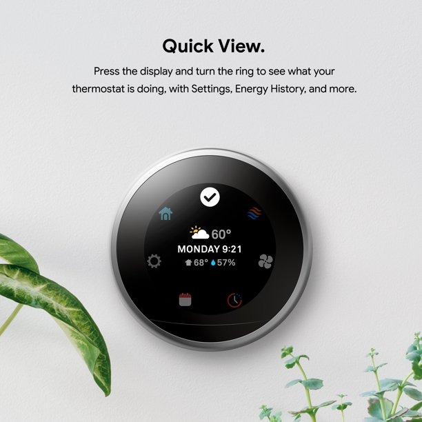 Google Nest Learning Thermostat - 3rd Generation - Mirror Black