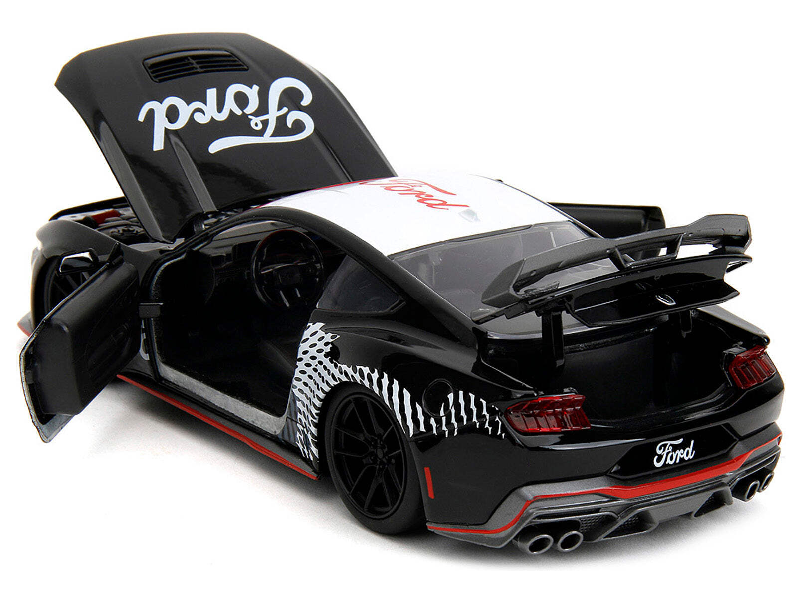 2024 Ford Mustang Dark Horse Black with White Top and Mustang Horse Graphics