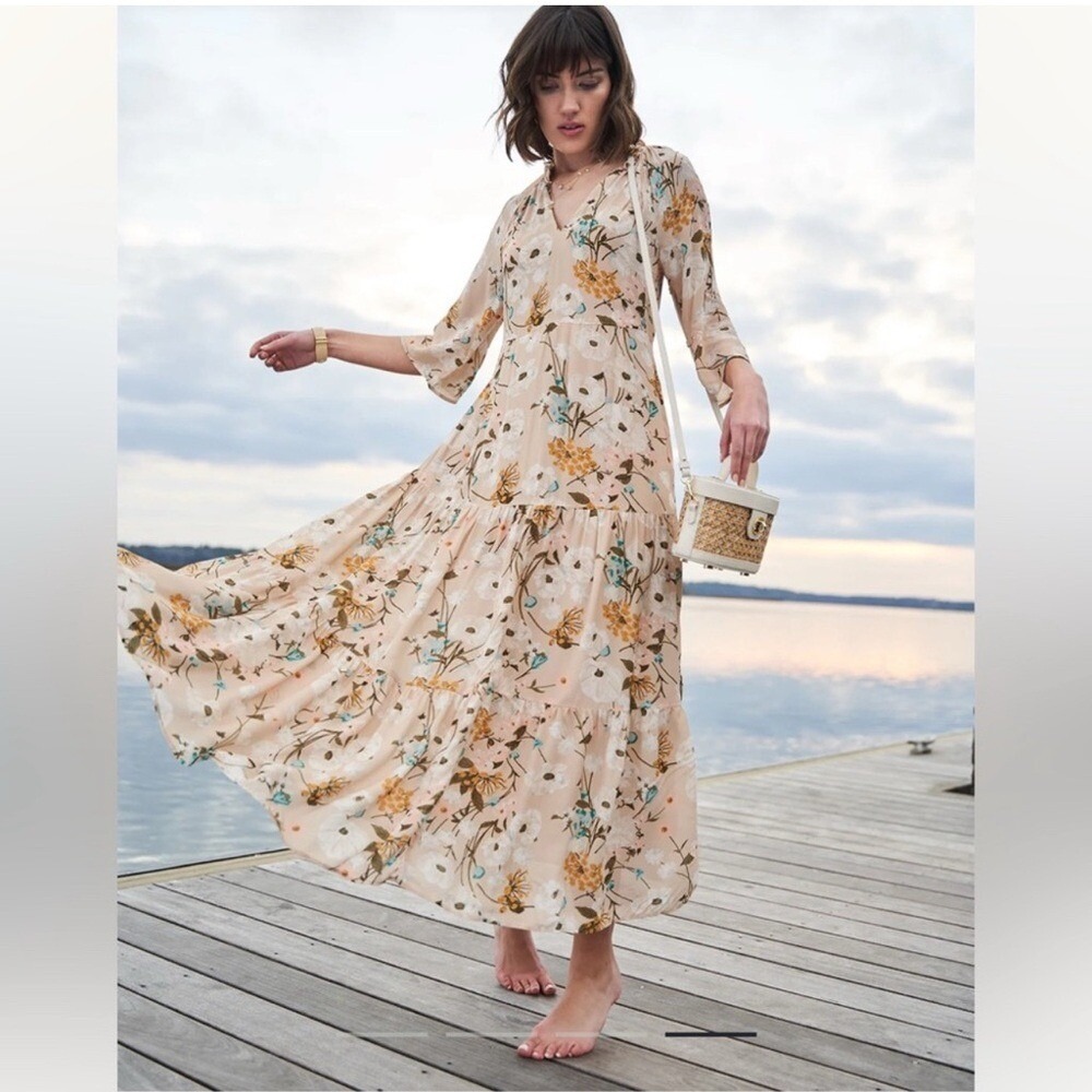Women's Spartina Adeline dress floral Sz XL pink flowy beach wedding graduation