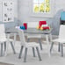 Kids Table and Chair Set (4 Chairs Included) Ideal for Arts & Crafts Grey/White