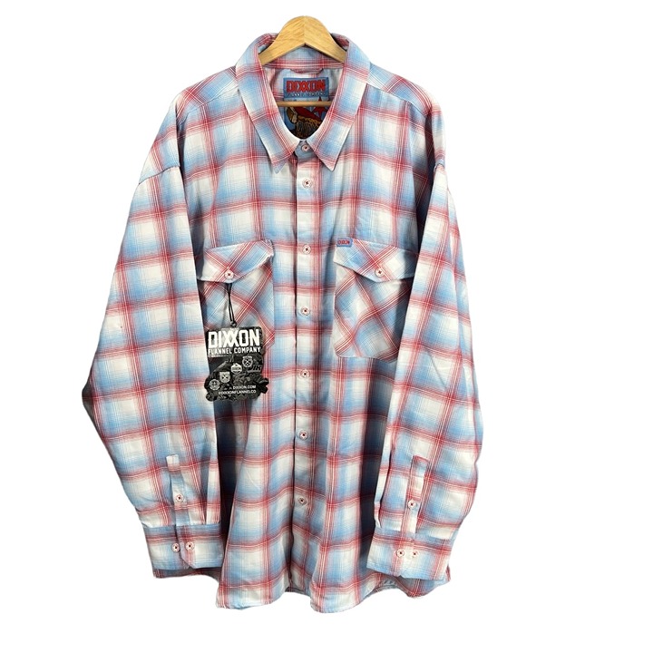 Dixxon Mens Shirt Red Blue Plaid Button Up Grunge Skater Classic Rugged 5X New