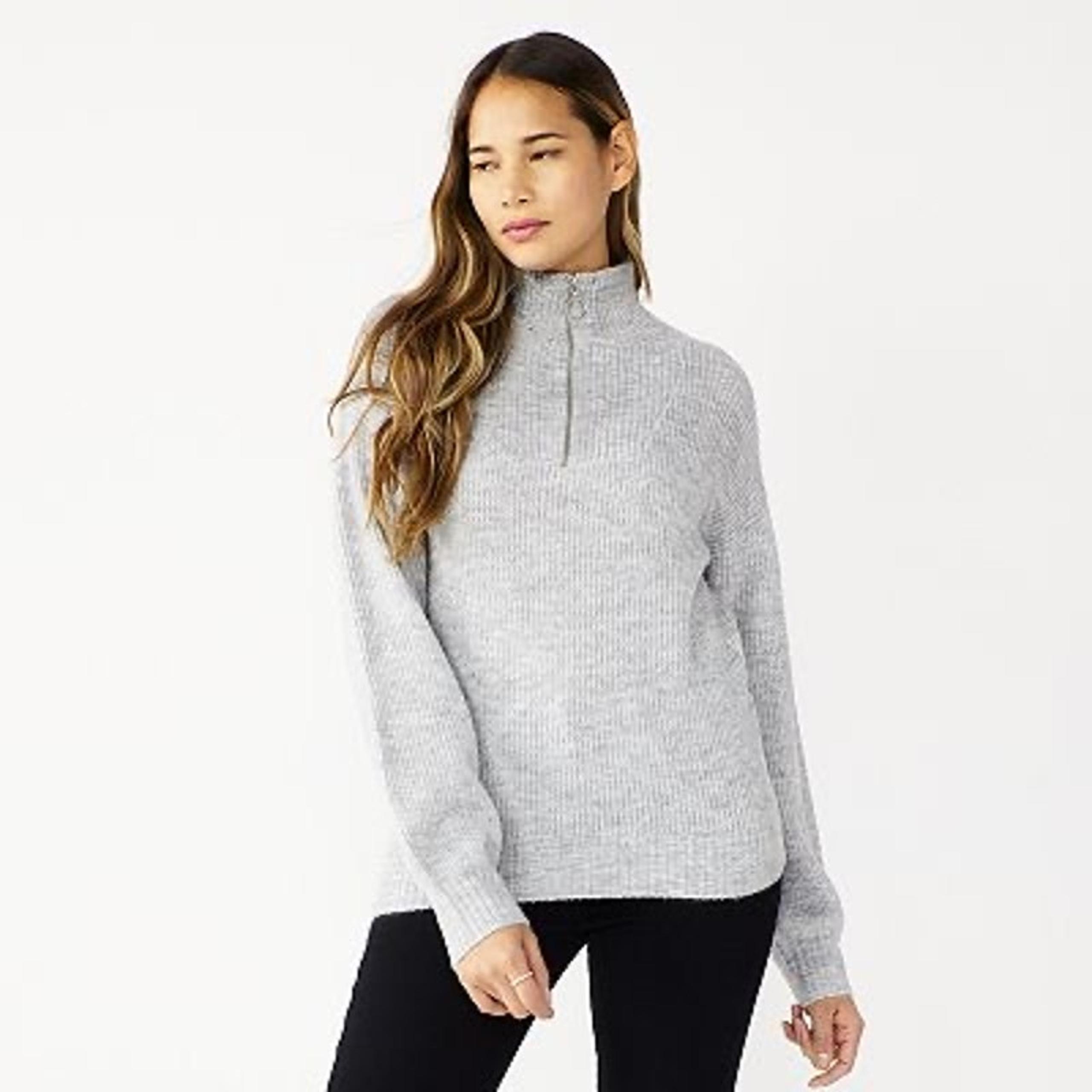 Nine West Womens Sweater Size XXL Gray Fox Heather Quarter Zip Pullover NEW
