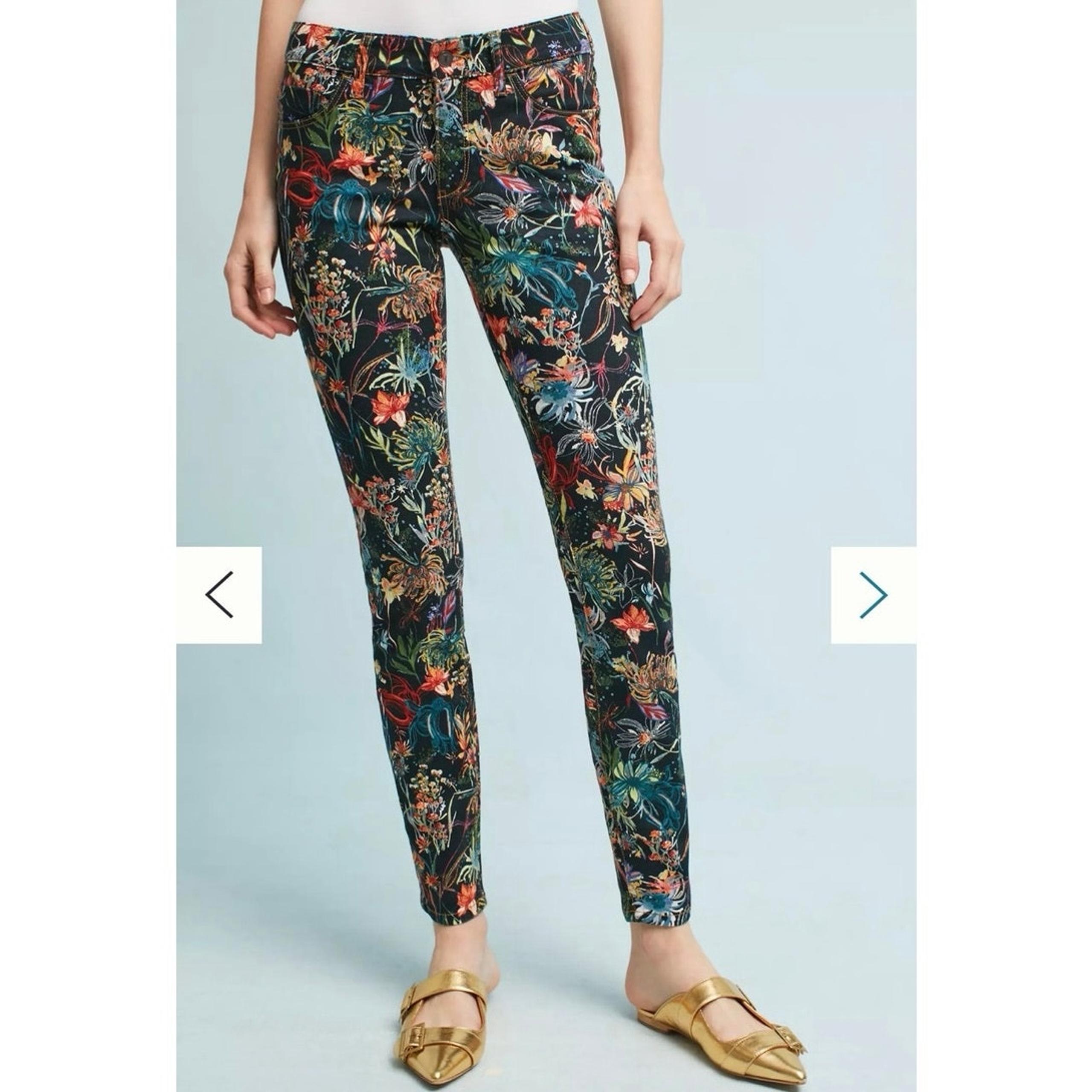 Anthropologie Pilcro Mid-Rise Skinny Jean 26 Women’s Black Floral