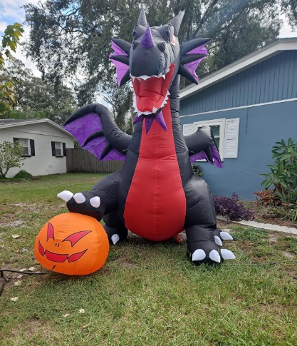 9FT Halloween Inflatable Dominating Dragon with Pumpkin Outdoor Decor