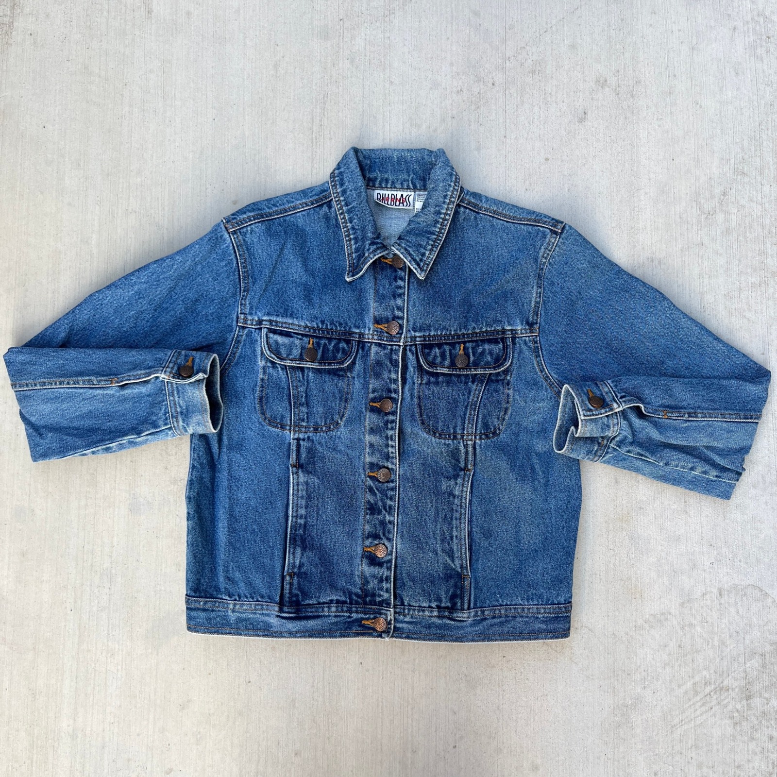 Vintage Bill Blass Jean Jacket Womens XL Blue Denim Deep Indigo 90's