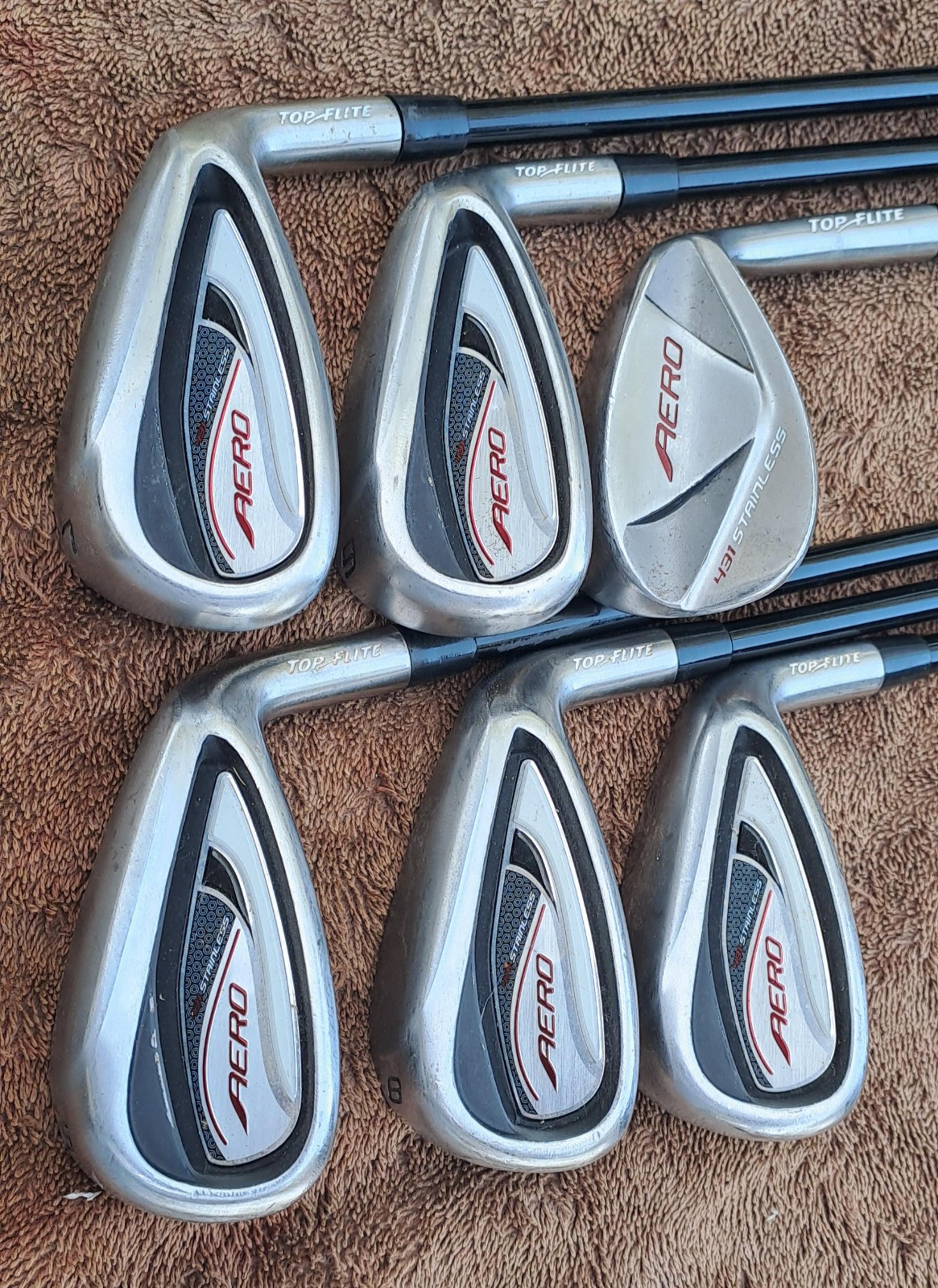 Golf Men's Set TOP FLITE AERO 6 Clubs RH Graphite LIGHT FLEX red Black RIGHT Ha