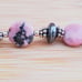 Pink Marble & Hematite Bracelet Anklet in Sterling Silver XL Adjustable