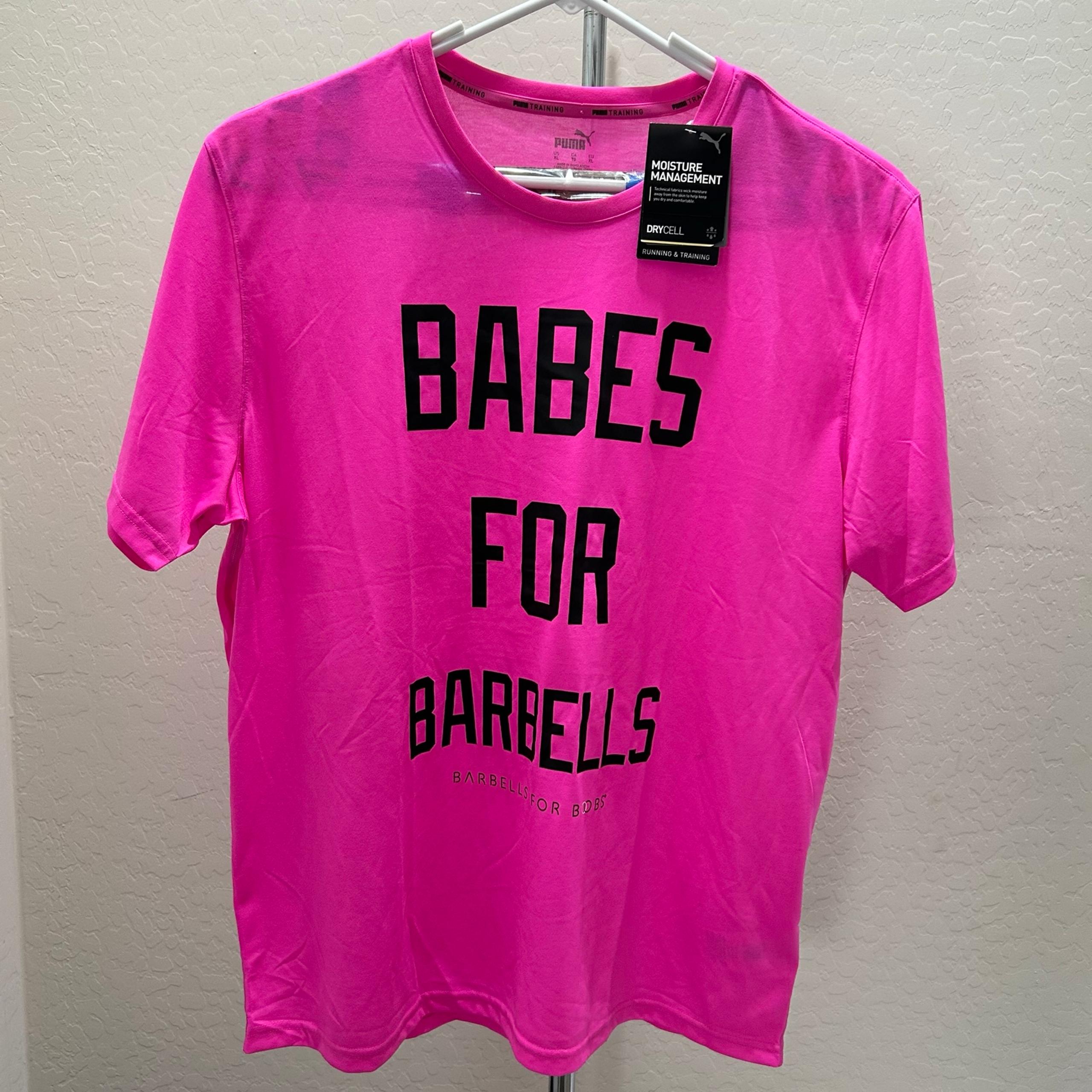 Puma Babes For Barbells Running Training T Shirt Pink Cancer Awareness X-Large