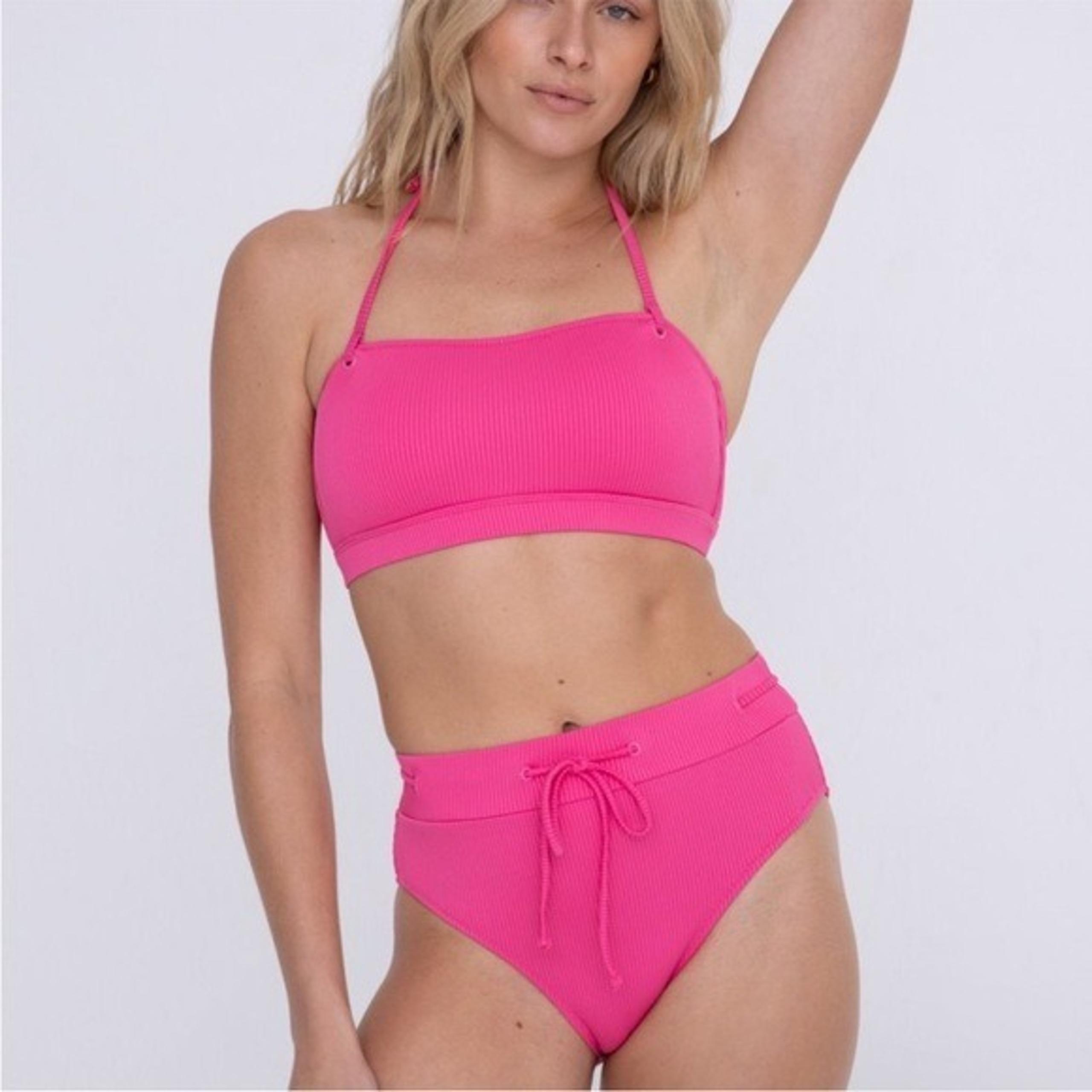 Mono B NEW Pink Avani Bandeau Halter Bikini Set