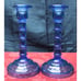 Cambridge Blue No 1595 Candlestick Set of 2 Antique Glass C. 1920's