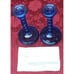 Cambridge Blue No 1595 Candlestick Set of 2 Antique Glass C. 1920's