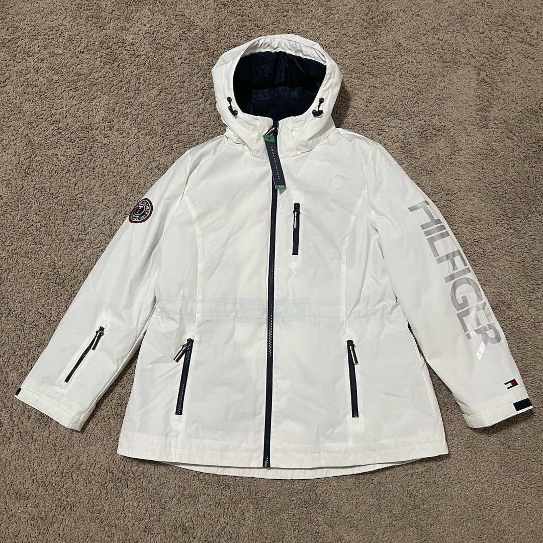 Tommy Hilfiger Jacket Womens XL White 3 in 1 All Weather System Insulated Hooded