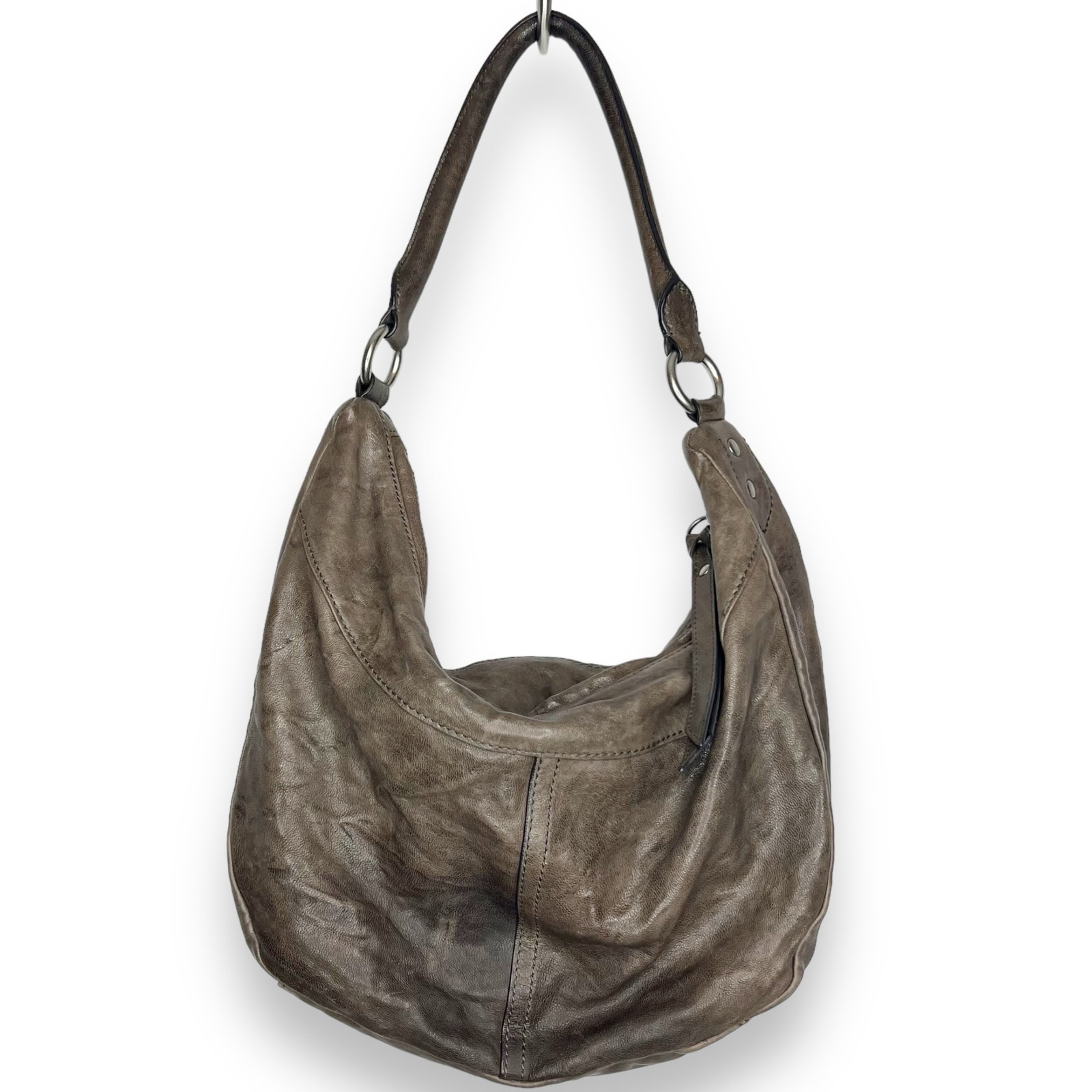 Frye Veronica Slouchy Distressed Leather Hobo Bag In Taupe Gray