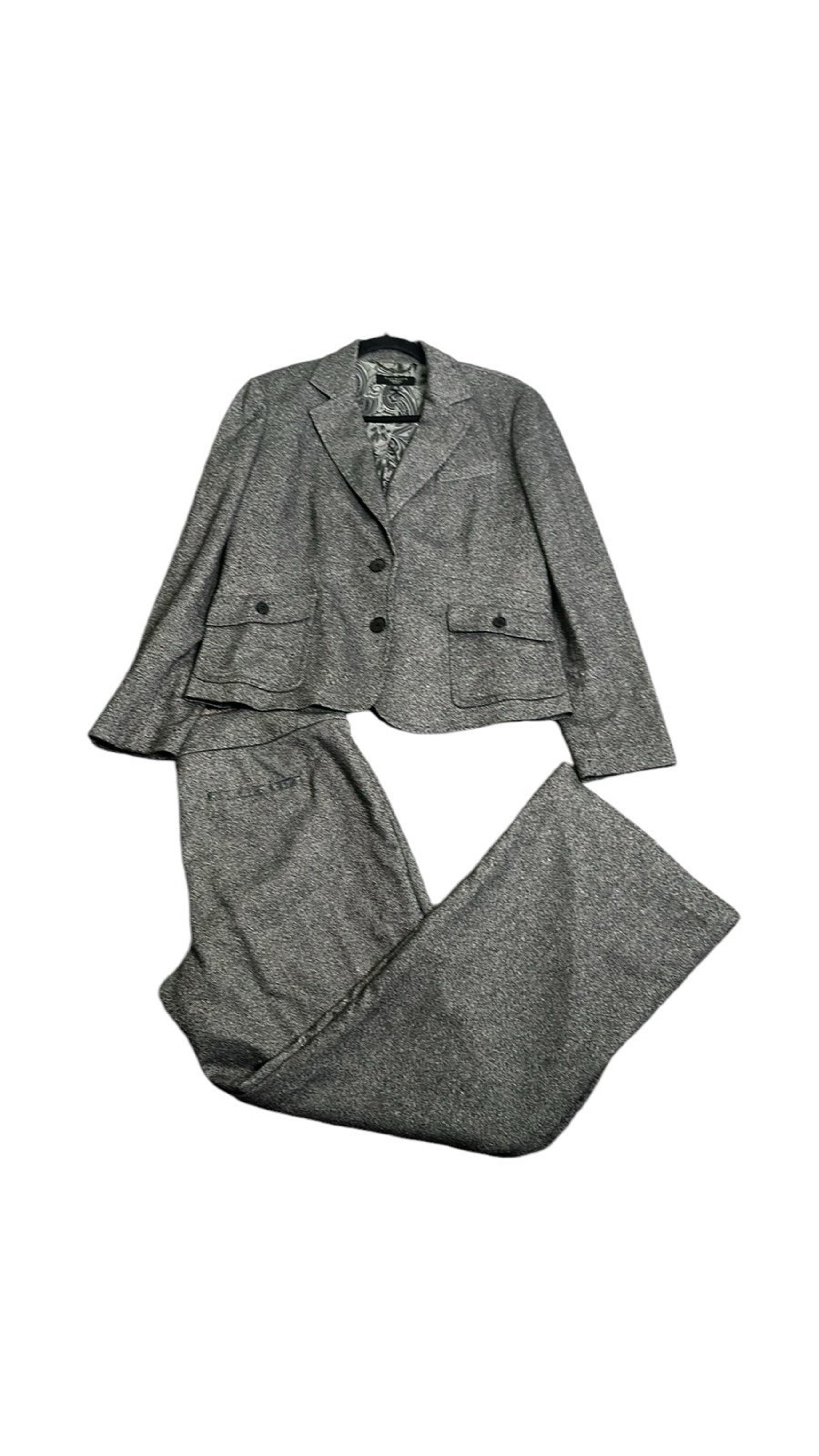 Talbots gray wool blend pantsuit size 14-12 p office  workwear