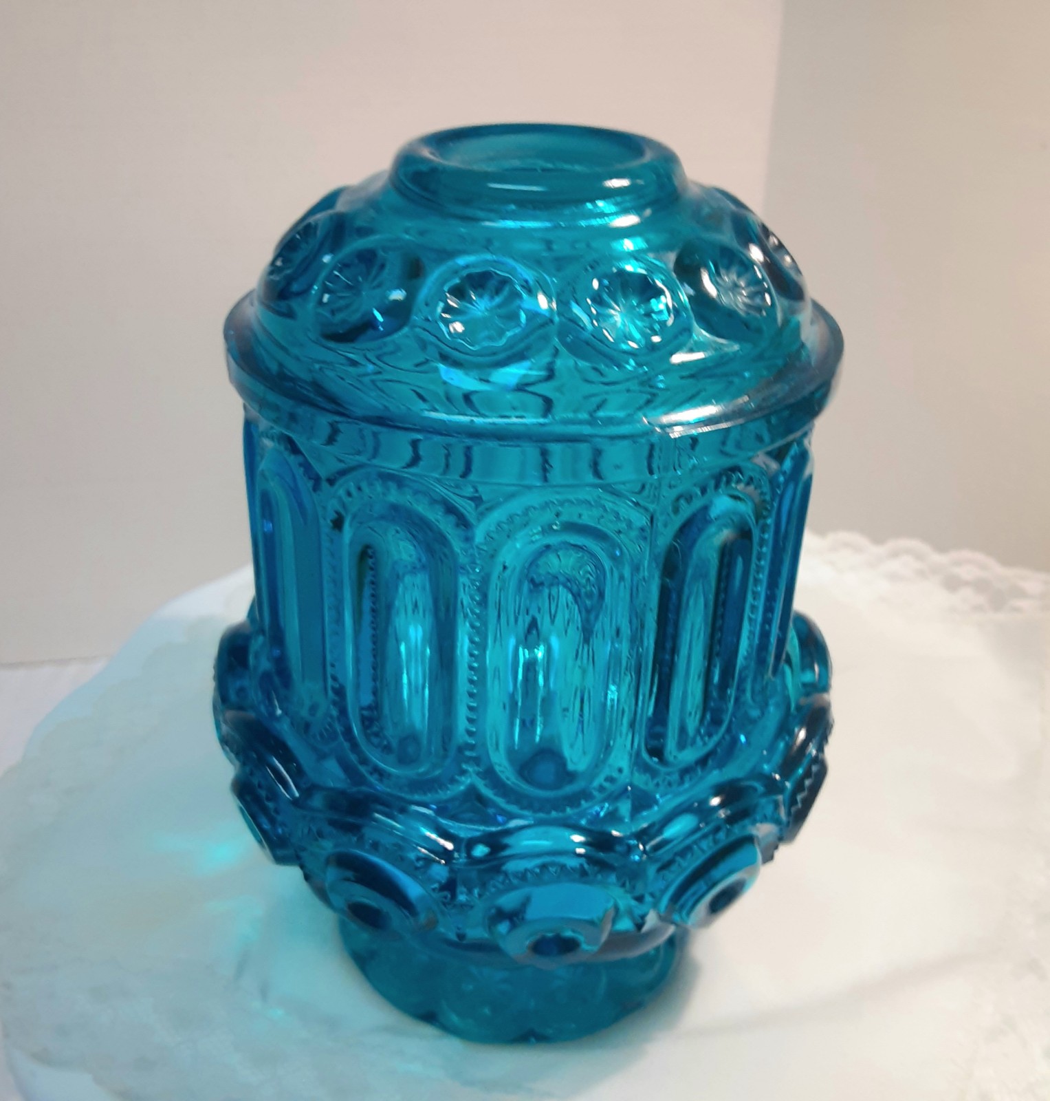 LE Smith Moon & Stars, Colonial Blue Vintage Fairy Lamp