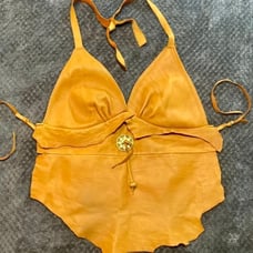 handmade halter top • 1980’s original • deerskin leather